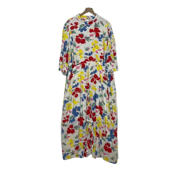 NEW RIXO X Target Floral Mock Neck Cascade Ruffle Dress Plus Size 28W/30W Spring - Picture 2 of 12